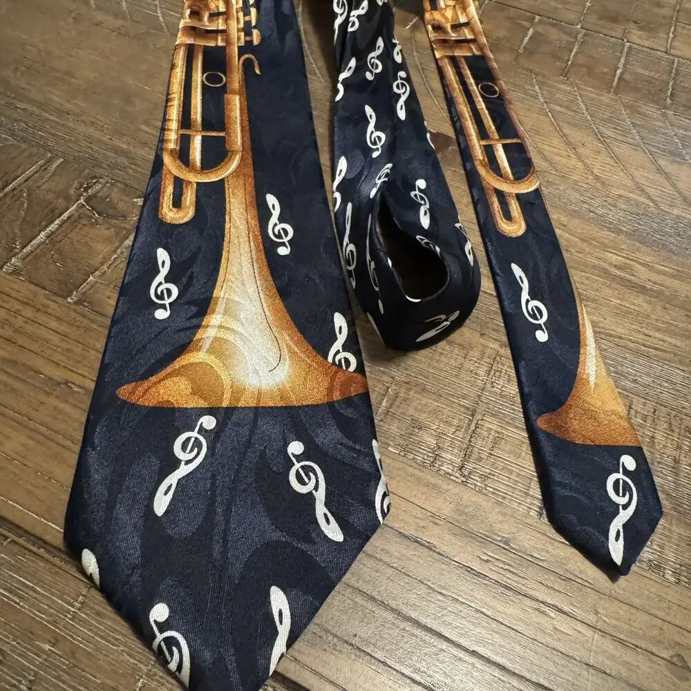 Steven Harris Tie Necktie Trumpet Navy Blue Band Teacher Orchestra Neck Tie